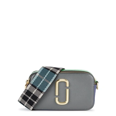 Shop Marc Jacobs Snapshot Colour-block Leather Shoulder Bag In Grey