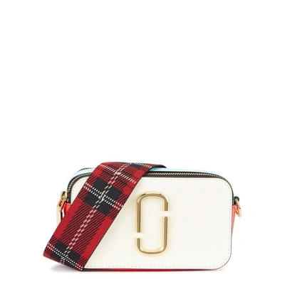 Shop Marc Jacobs Snapshot Colour-block Leather Shoulder Bag In White