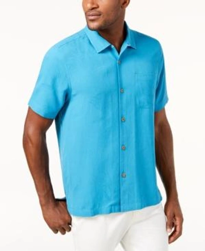 Shop Tommy Bahama Men's Weekend Tropics Silk Shirt, Created For Macy's In Voyager Blue