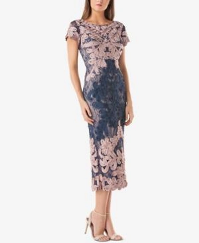 Shop Js Collections Two-tone Soutache Midi Dress In Lilac Navy