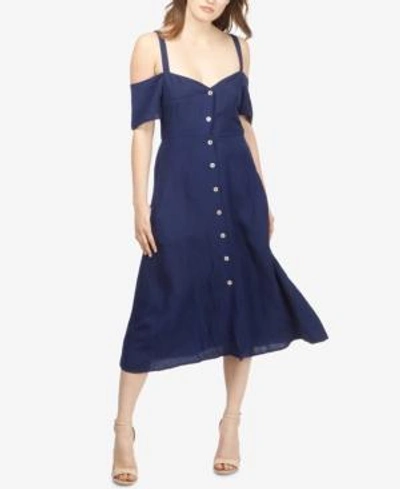 Shop Lucky Brand Cold-shoulder Shirtdress In American Navy
