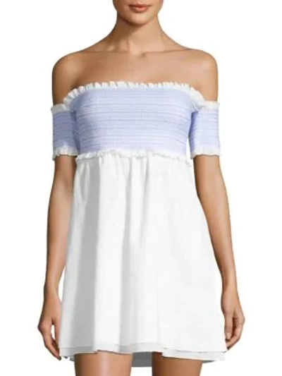 Shop Kisuii Aya Off-the-shoulder Tunic In White Pale Blue