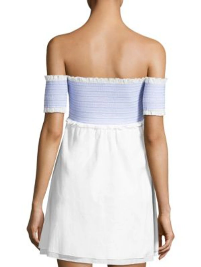 Shop Kisuii Aya Off-the-shoulder Tunic In White Pale Blue