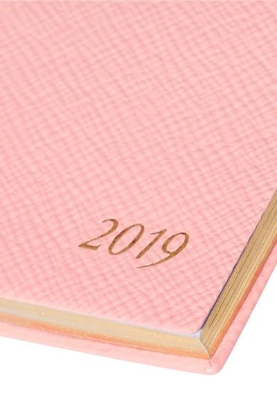Shop Smythson Panama 2019 Textured-leather Diary In Pink