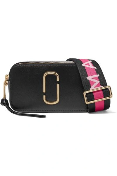 Shop Marc Jacobs Snapshot Embellished Textured-leather Shoulder Bag In Black