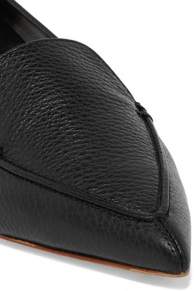 Shop Nicholas Kirkwood Beya Textured-leather Point-toe Flats In Black