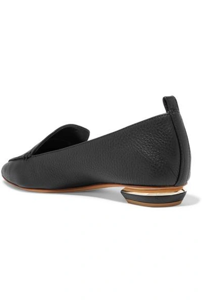 Shop Nicholas Kirkwood Beya Textured-leather Point-toe Flats In Black