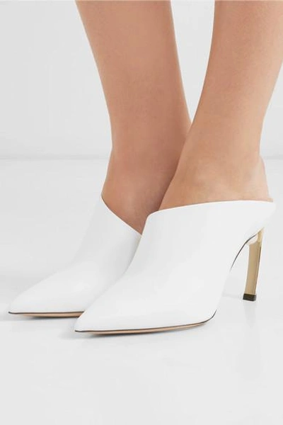 Shop Nicholas Kirkwood Mira Faux Pearl-embellished Leather Mules In White