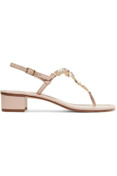 Shop Musa Crystal-embellished Leather Sandals In Blush