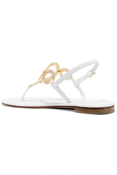 Shop Musa Crystal-embellished Leather Sandals In White