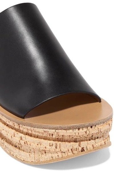 Shop Chloé Camille Leather Wedge Sandals In Black