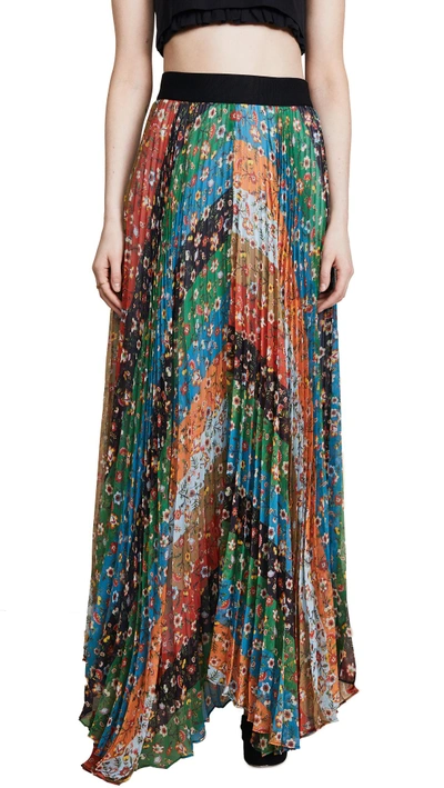 Shop Alice And Olivia Katz Maxi Skirt In Summer Floral Stripe