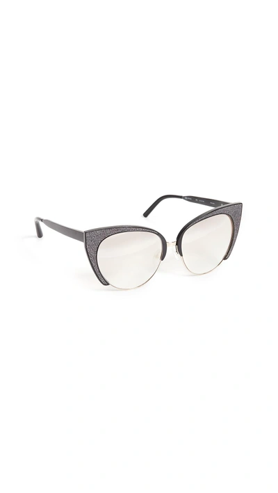 Shop Matthew Williamson Glitter Cat Eye Sunglasses In Black/champagne