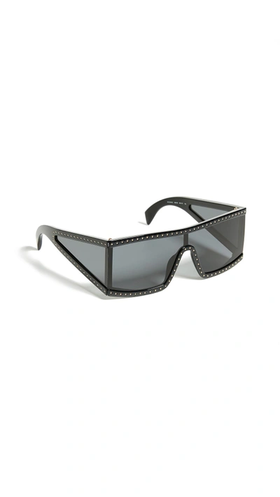 Shop Moschino All Lens Sunglasses In Black Grey/grey Blue