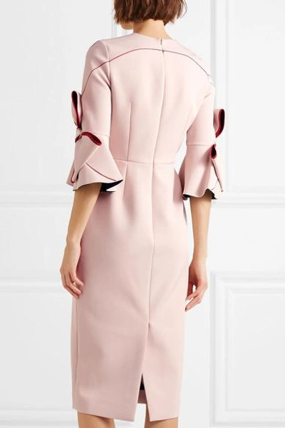 Shop Roksanda Lavete Bow-embellished Crepe Midi Dress In Blush