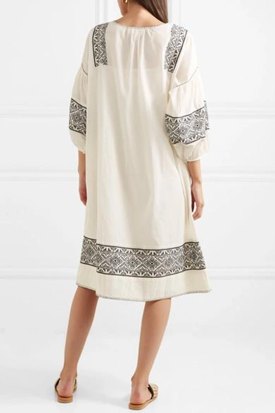 Shop The Great The Lovely Embroidered Cotton-gauze Dress In Cream