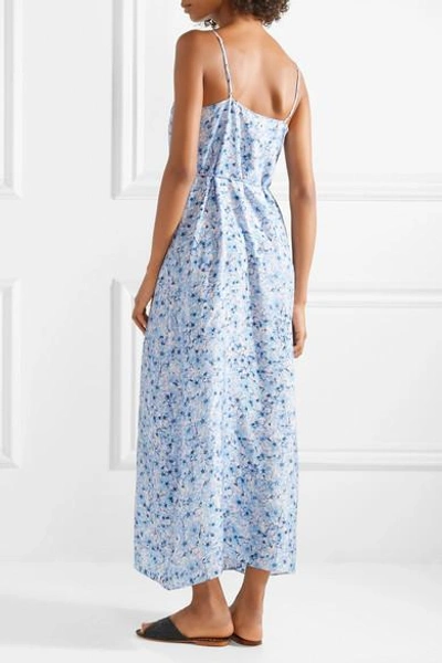 Shop Paloma Blue Murano Floral-print Silk-satin Midi Dress In Sky Blue