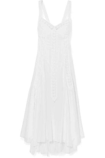 Shop Charo Ruiz Heart Crocheted Lace-paneled Cotton-blend Voile Dress In White
