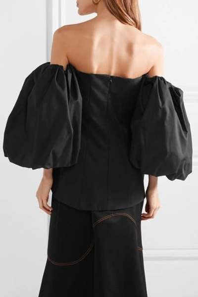 Shop Ellery Countess Off-the-shoulder Cotton-twill Top In Black