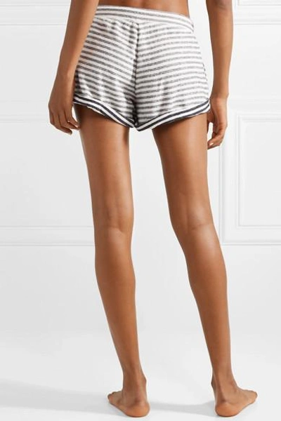 Shop Skin Clooney Striped Cotton-jersey Pajama Shorts In Navy