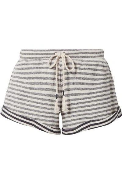 Shop Skin Clooney Striped Cotton-jersey Pajama Shorts In Navy