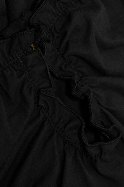 Shop Le Petit Trou Lou Ruffled Cotton Pajama Set In Black