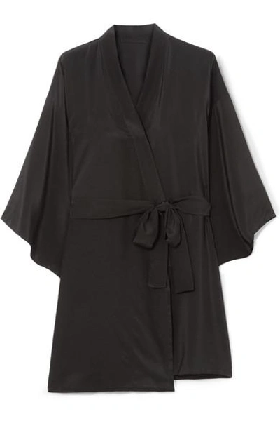 Shop Le Petit Trou Emmanuelle Silk Kimono In Black