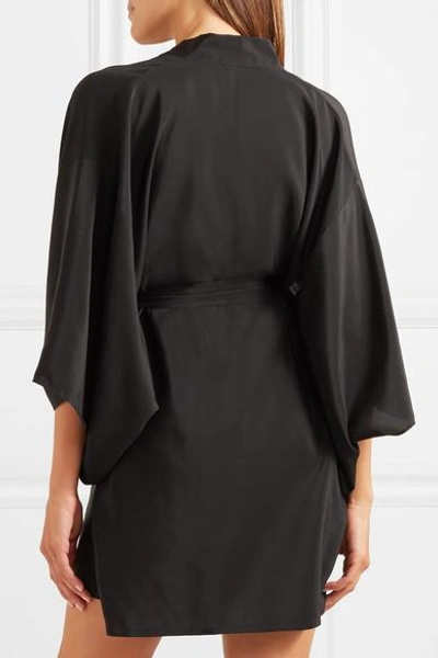 Shop Le Petit Trou Emmanuelle Silk Kimono In Black