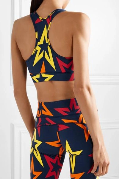 Shop Perfect Moment Starlight Printed Stretch Sports Bra In Navy