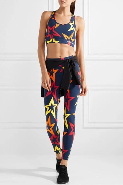 Shop Perfect Moment Starlight Printed Stretch Sports Bra In Navy
