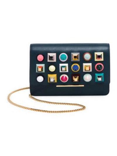 Shop Fendi Studded Leather Chain Wallet In Amazzonia