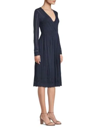 Shop M Missoni Solid Knit Dress In Navy