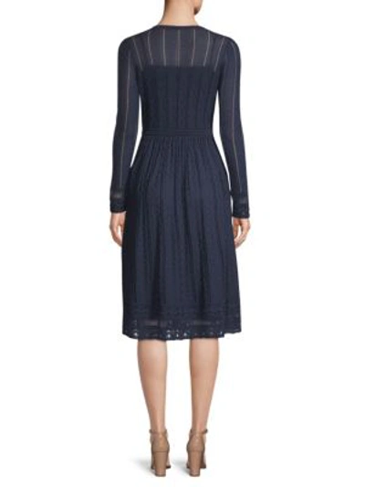 Shop M Missoni Solid Knit Dress In Navy