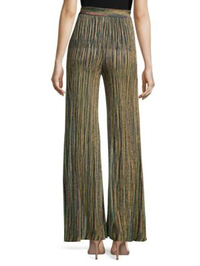 Shop M Missoni Striped Multicolor Lurex Trousers In Navy