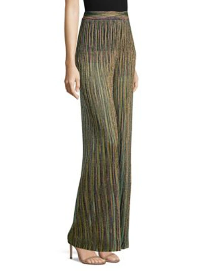 Shop M Missoni Striped Multicolor Lurex Trousers In Navy