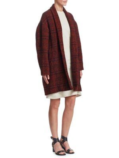 Shop Isabel Marant Étoile Eabrie Wool-blend Plaid Jacket In Rust