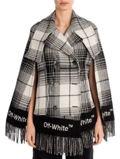 Shop Off-white Check Blanket Cape Jacket In Black-white