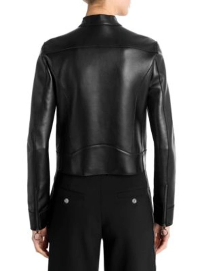 Shop Off-white Leather Biker Jacket In Black-white