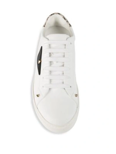Shop Fendi Textured Leather Trainers In White