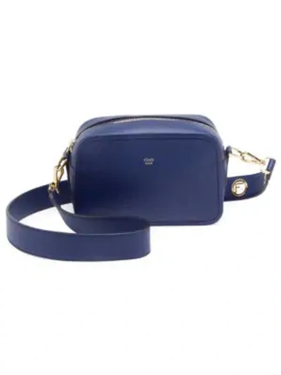 Shop Fendi Camera Leather Crossbody Bag In Blueberry