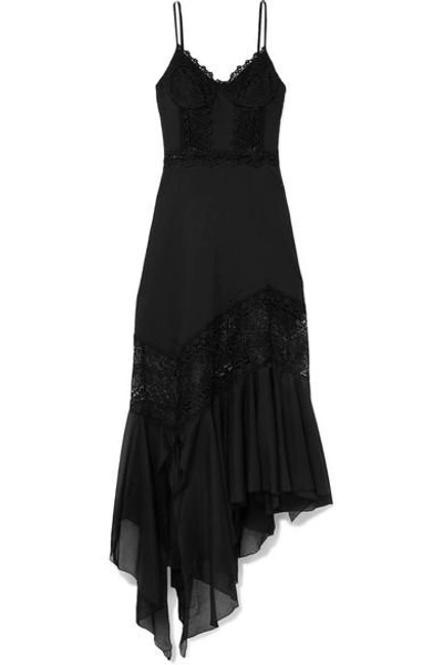 Shop Charo Ruiz Briana Crocheted Lace-paneled Cotton-blend Voile Maxi Dress In Black