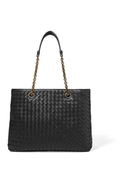 Shop Bottega Veneta Small Intrecciato Leather Tote In Black