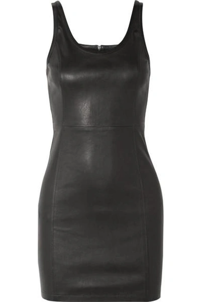 Shop Alexander Wang T Stretch-leather Mini Dress In Black