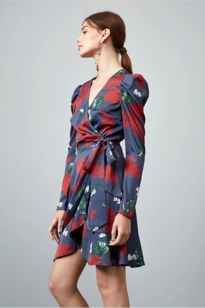 Shop Keepsake This Moment Long Sleeve Wrap Dress In Moonlight Blue Floral
