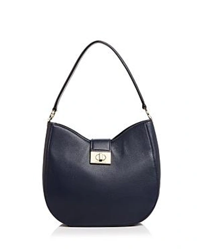 Shop Kate Spade New York Greenwood Place Raya Leather Shoulder Bag In Blazer Blue/gold