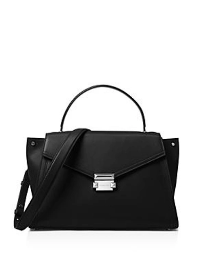 Shop Michael Kors Whitney Large Leather Satchel In Black/silver