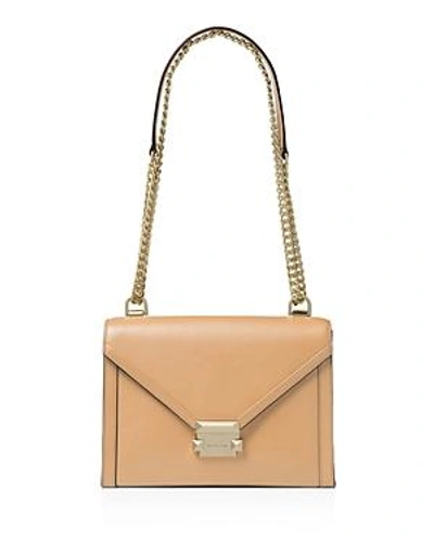 Shop Michael Kors Whitney Large Leather Shoulder Bag In Butternut Peach/gold