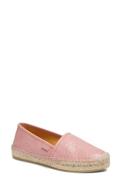 Shop Gucci Pilar Espadrille Flat In Pink Leather