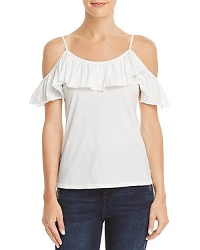 Shop Michelle By Comune Berrien Ruffled Cold-shoulder Tee In Vintage White