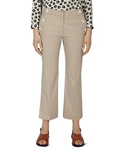 Shop Gerard Darel Pantalon Cropped Button-detail Pants In Beige